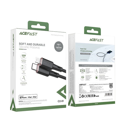 Kabl za podatke i punjenje USB-C - Lightning Acefast C2-01, 30W, 1.2m, Crni