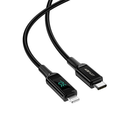 Kabl za prenos podataka i punjenje USB-C - Lightning Acefast C6-01 Display, 20W, 1.2m, Crni