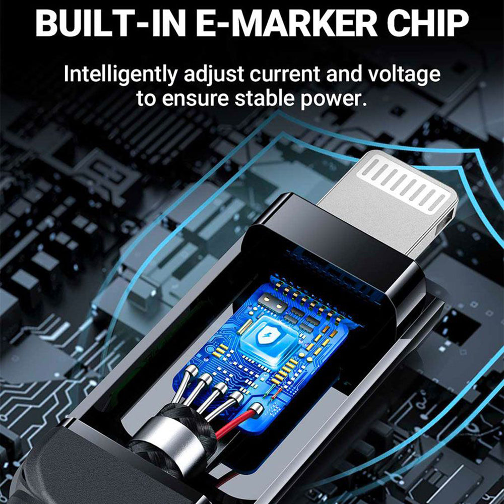 Kabl za prenos podataka i punjenje USB-C - Lightning Acefast C6-01 Display, 20W, 1.2m, Crni