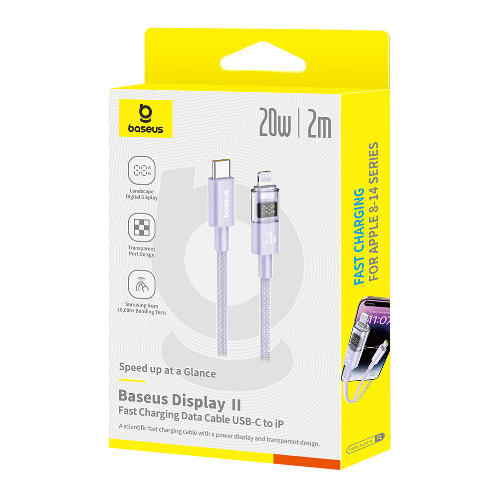 Kabl za prenos podataka i punjenje USB-C - Lightning Baseus Display 2, 20W, 2m, Ljubičasti P10382703511-01