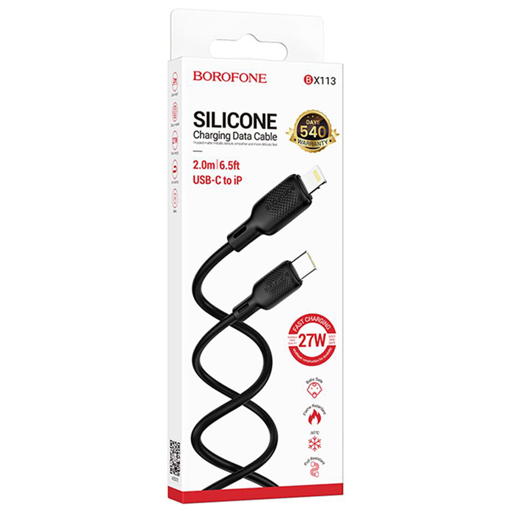 Kabl za prenos podataka i punjenje USB-C - Lightning Borofone BX113 Lenny, 27W, 2m, Crni