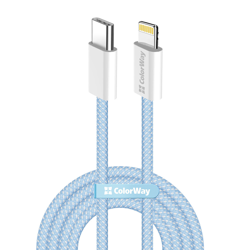 Kabl za prenos podataka i punjenje USB-C - Lightning ColorWay CW-CBPDCL061, 27W, 1m, Plavi