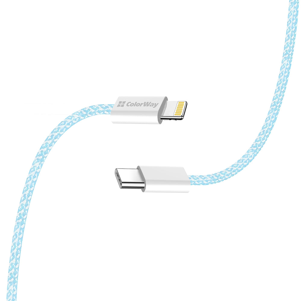 Kabl za prenos podataka i punjenje USB-C - Lightning ColorWay CW-CBPDCL061, 27W, 1m, Plavi
