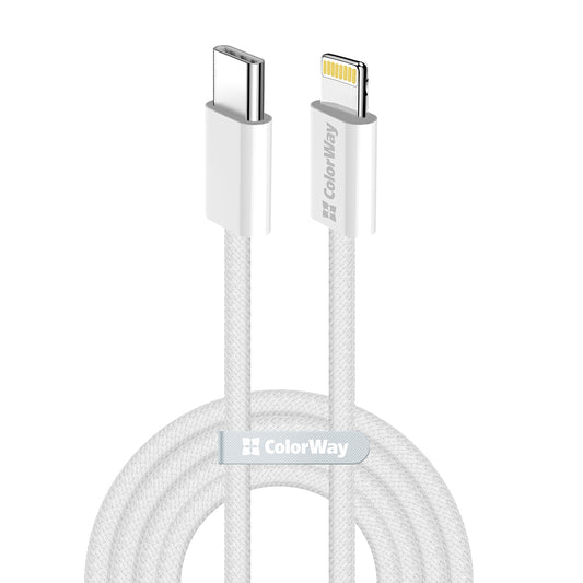 Kabl za prenos podataka i punjenje USB-C - Lightning ColorWay CW-CBPDCL061, 27W, 1m, Sivi