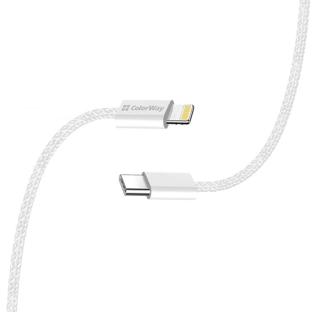 Kabl za prenos podataka i punjenje USB-C - Lightning ColorWay CW-CBPDCL061, 27W, 1m, Sivi