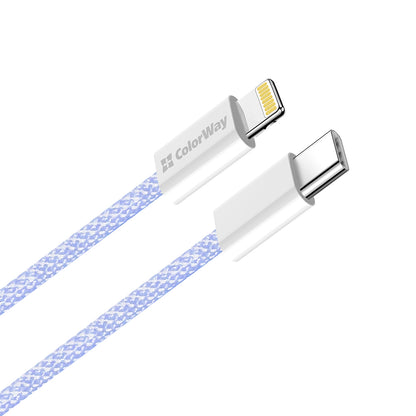 Kabl za prenos podataka i punjenje USB-C - Lightning ColorWay CW-CBPDCL061, 27W, 1m, Ljubičasti