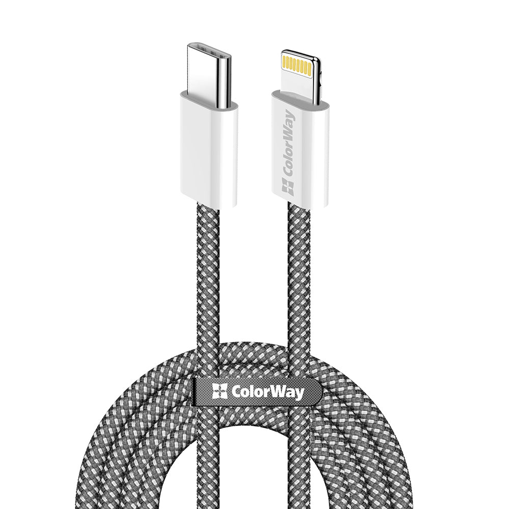 Kabl za prenos podataka i punjenje USB-C - Lightning ColorWay CW-CBPDCL061, 27W, 1m, Crni