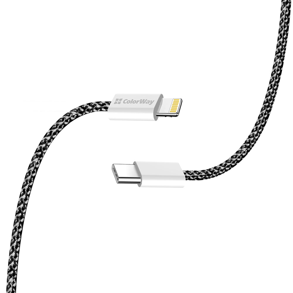 Kabl za prenos podataka i punjenje USB-C - Lightning ColorWay CW-CBPDCL061, 27W, 1m, Crni