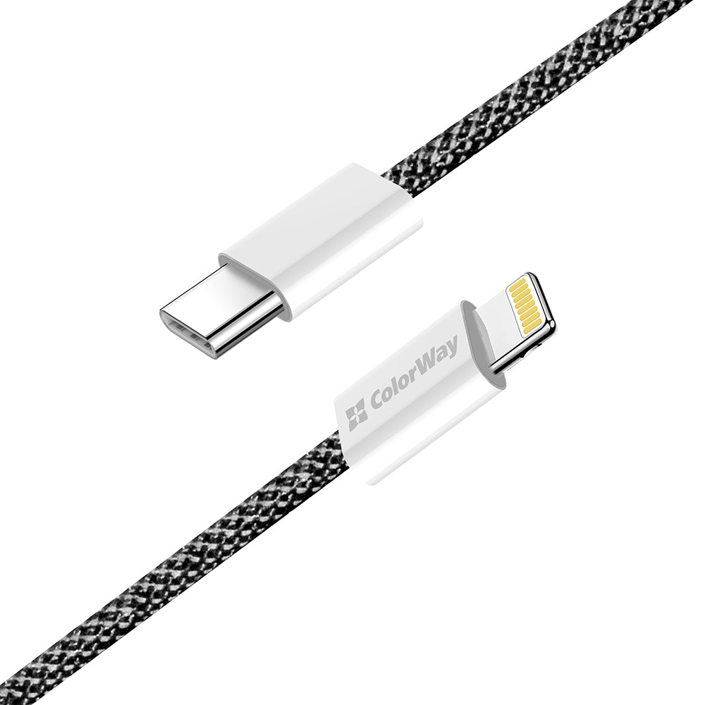 Kabl za prenos podataka i punjenje USB-C - Lightning ColorWay CW-CBPDCL061, 27W, 1m, Crni