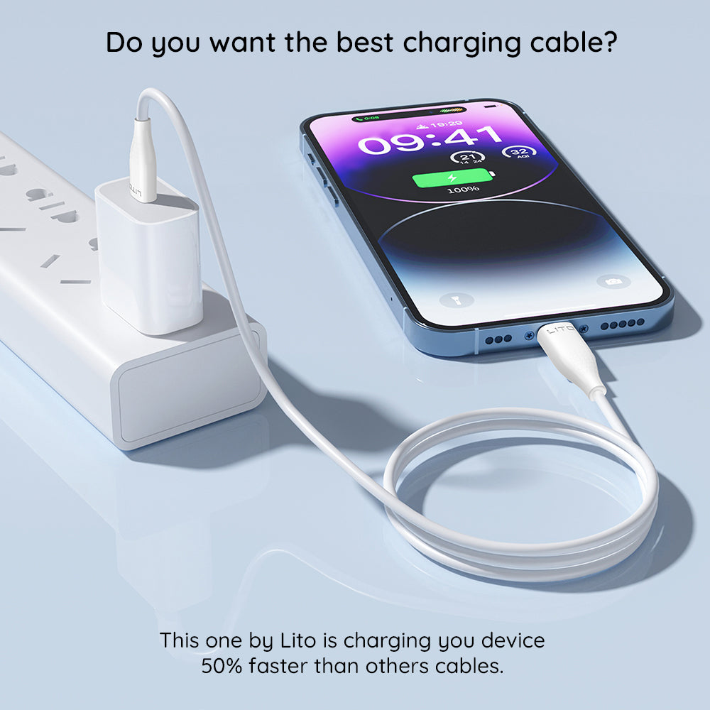 Kabl za prenos podataka i punjenje USB-C - Lightning Lito LD03, 27W, 1m, Bela
