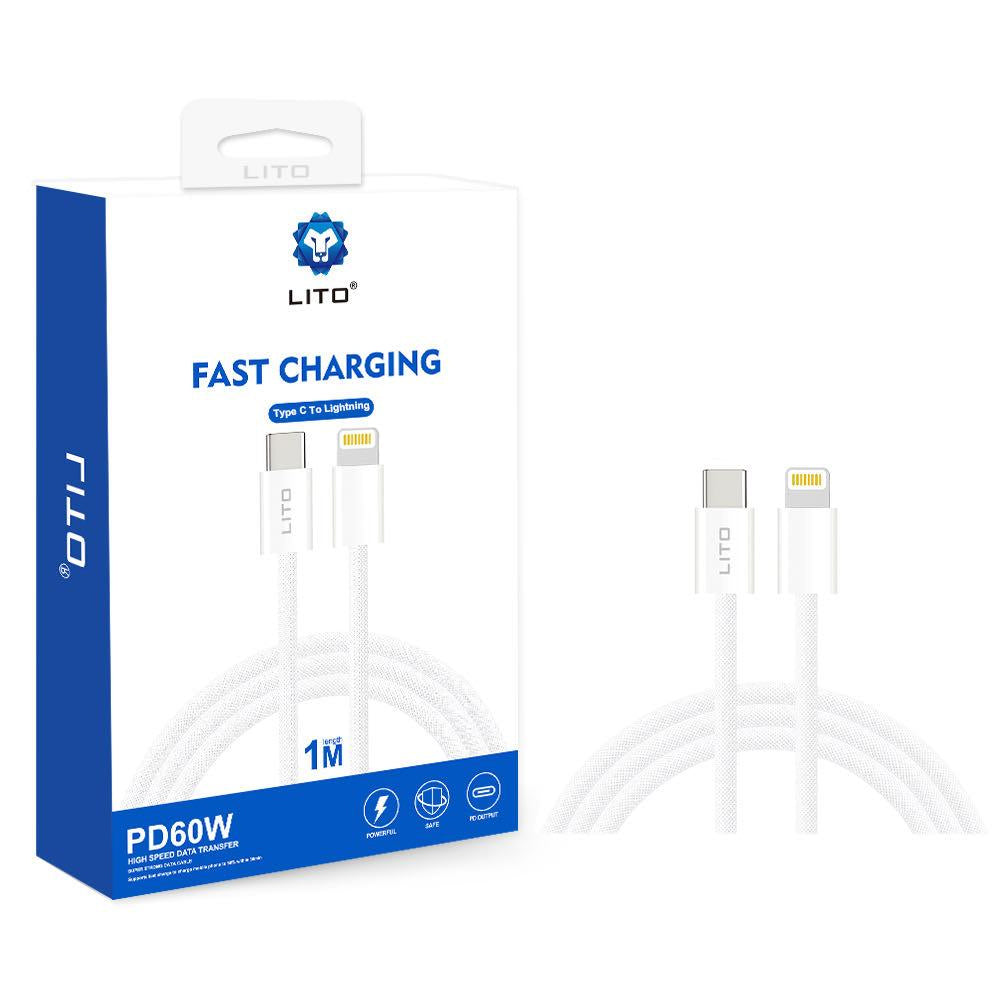 Kabl za prenos podataka i punjenje USB-C - Lightning Lito LD04CL, 27W, 1m, Beli