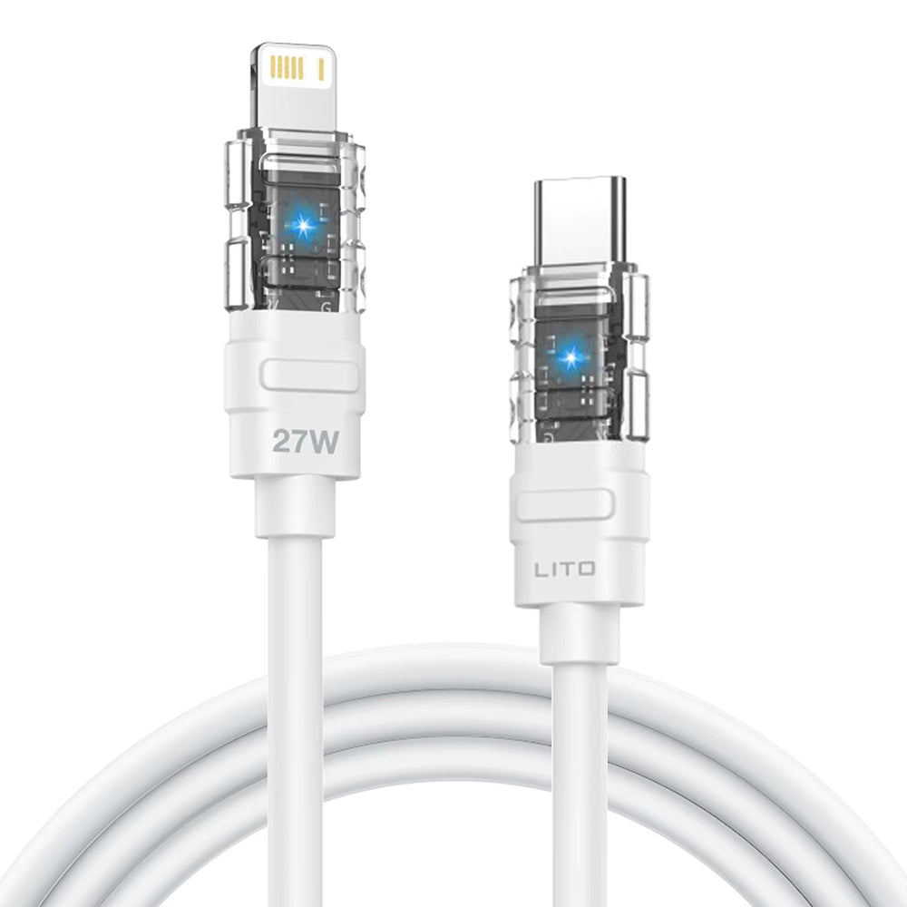 Kabl za podatke i punjenje USB-C - Lightning Lito LD05, 27W, 1m, Beli