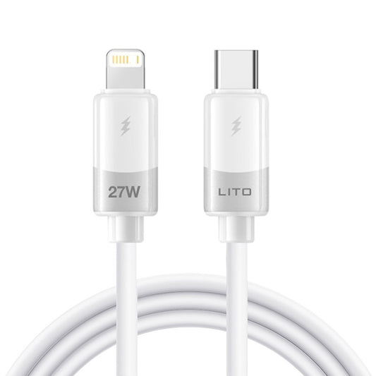 Kabl za podatke i punjenje USB-C - Lightning Lito LD07, 27W, 1m, Beli