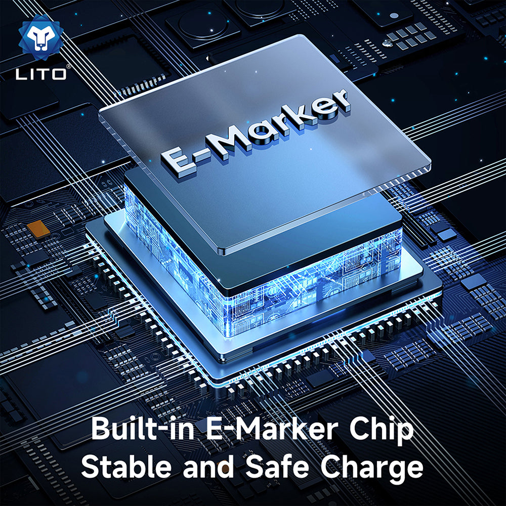 Kabl za prenos podataka i punjenje USB-C - Lightning Lito LD09CC Display, 100W, 1.2m, Crni