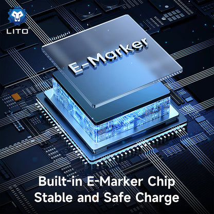 Kabl za prenos podataka i punjenje USB-C - Lightning Lito LD09CC Display, 100W, 1.2m, Crni