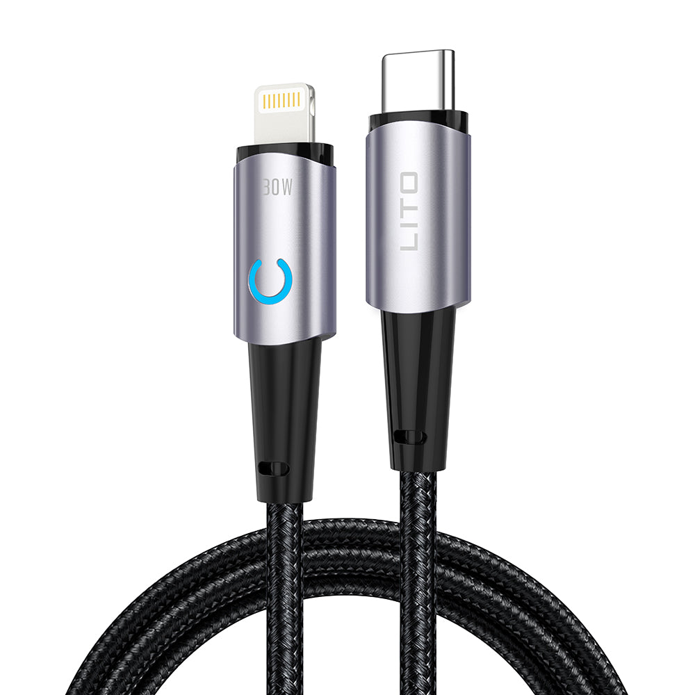 Kabl za Prenos Podataka i Punjenje USB-C - Lightning Lito LD10CL, 30W, 1m, Crni