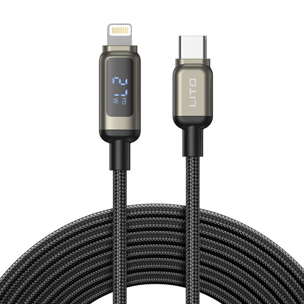 Kabl za Prenos Podataka i Punjenje USB-C - Lightning Lito LD15 Display, 27W, 1m, Crni