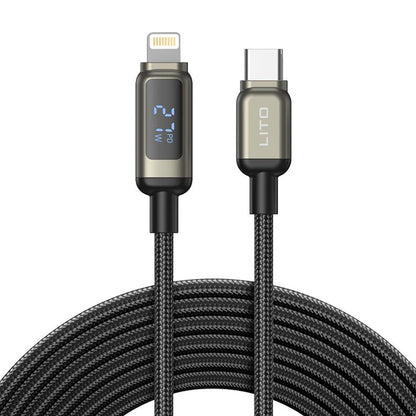 Kabl za Prenos Podataka i Punjenje USB-C - Lightning Lito LD15 Display, 27W, 1m, Crni