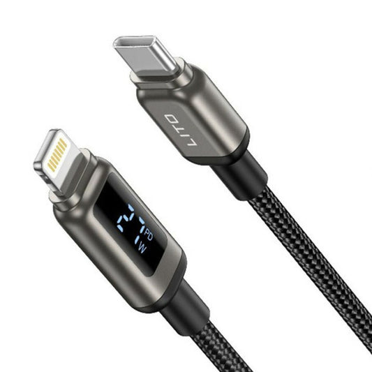 Kabl za Prenos Podataka i Punjenje USB-C - Lightning Lito LD15 Display, 27W, 1m, Crni