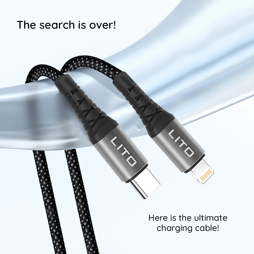 Kabl za prenos podataka i punjenje USB-C - Lightning Lito LD22CL, 27W, 2m, Crni