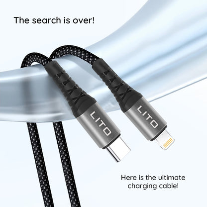 Kabl za prenos podataka i punjenje USB-C - Lightning Lito LD22CL, 27W, 2m, Crni
