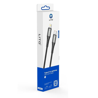 Kabl za prenos podataka i punjenje USB-C - Lightning Lito LD22CL, 27W, 2m, Crni