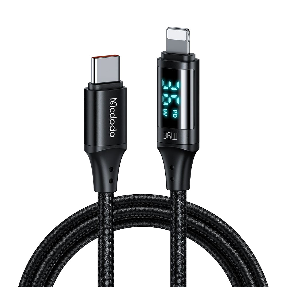 Kabl za podatke i punjenje USB-C - Lightning McDodo CA-1030 Display, 36W, 1.2m, Crni