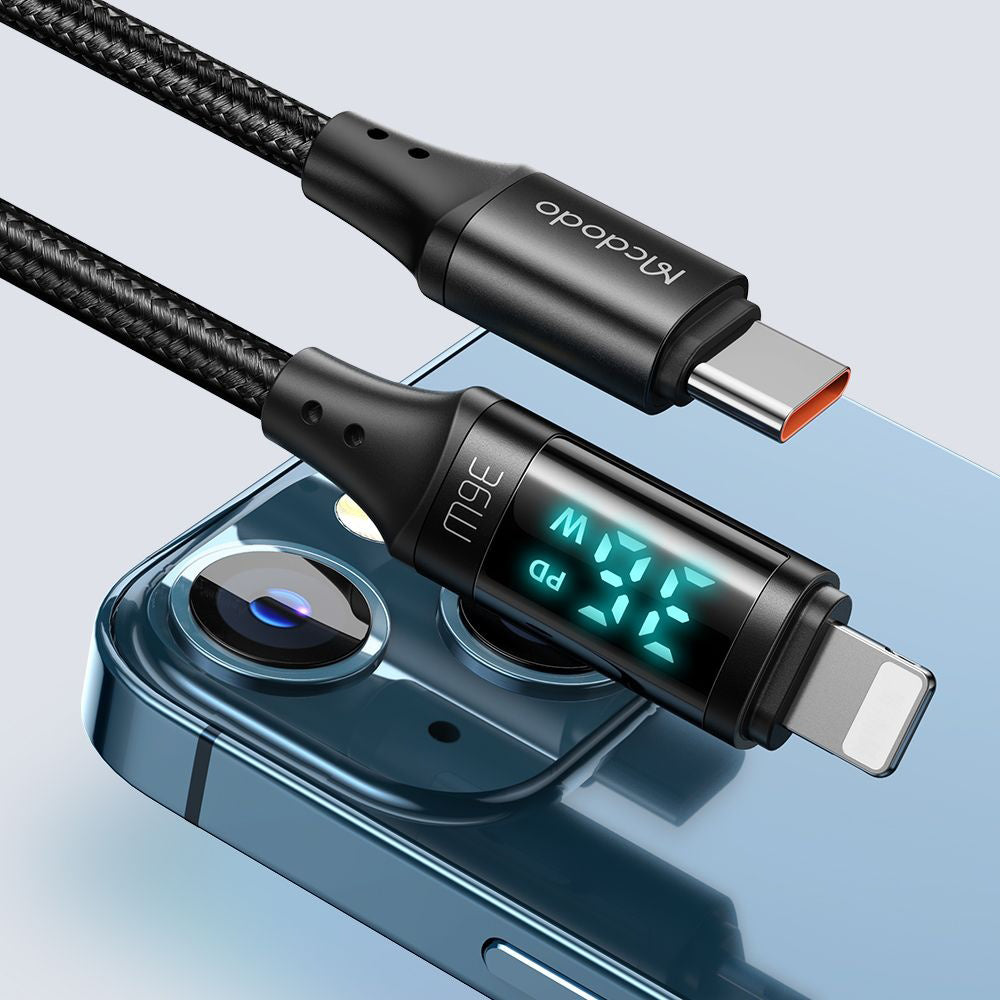 Kabl za podatke i punjenje USB-C - Lightning McDodo CA-1030 Display, 36W, 1.2m, Crni