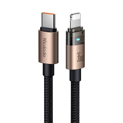 Kabl za podatke i punjenje USB-C - Lightning McDodo CA-6941, 36W, 1.2m, Zlatni