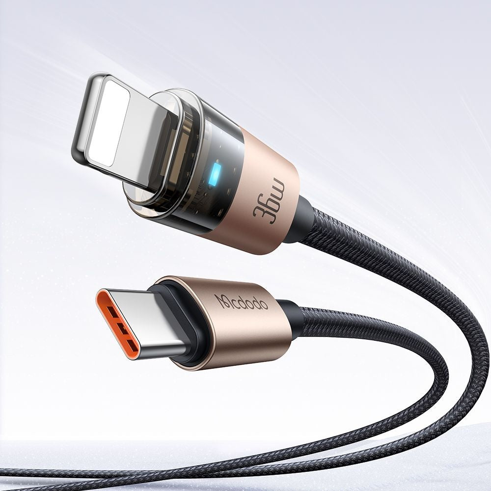 Kabl za podatke i punjenje USB-C - Lightning McDodo CA-6941, 36W, 1.2m, Zlatni