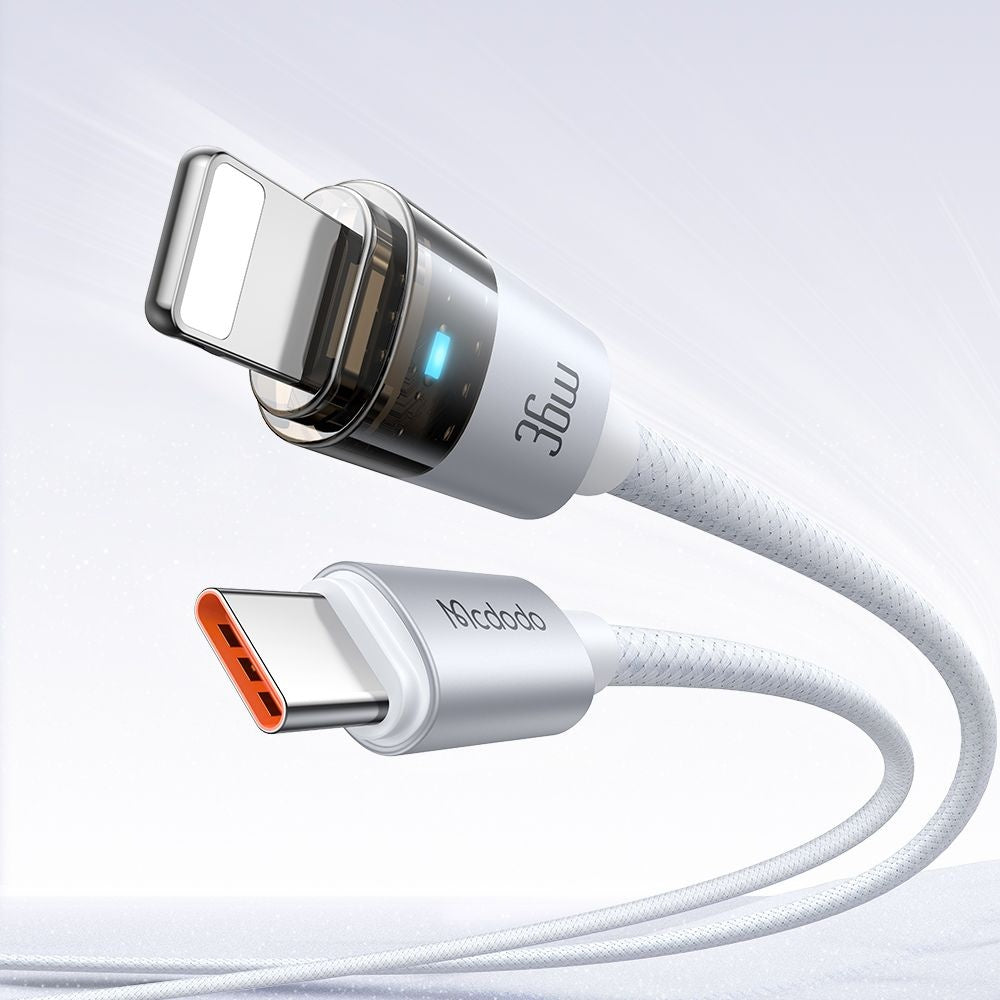 Kabl za podatke i punjenje USB-C - Lightning McDodo CA-6942, 36W, 1.2m, Beli