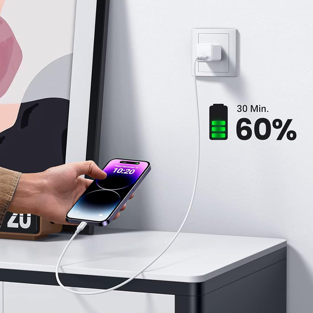 Kabl za prenos podataka i punjenje USB-C - Lightning UGREEN US171 (10493), 20W, 1m, Bela