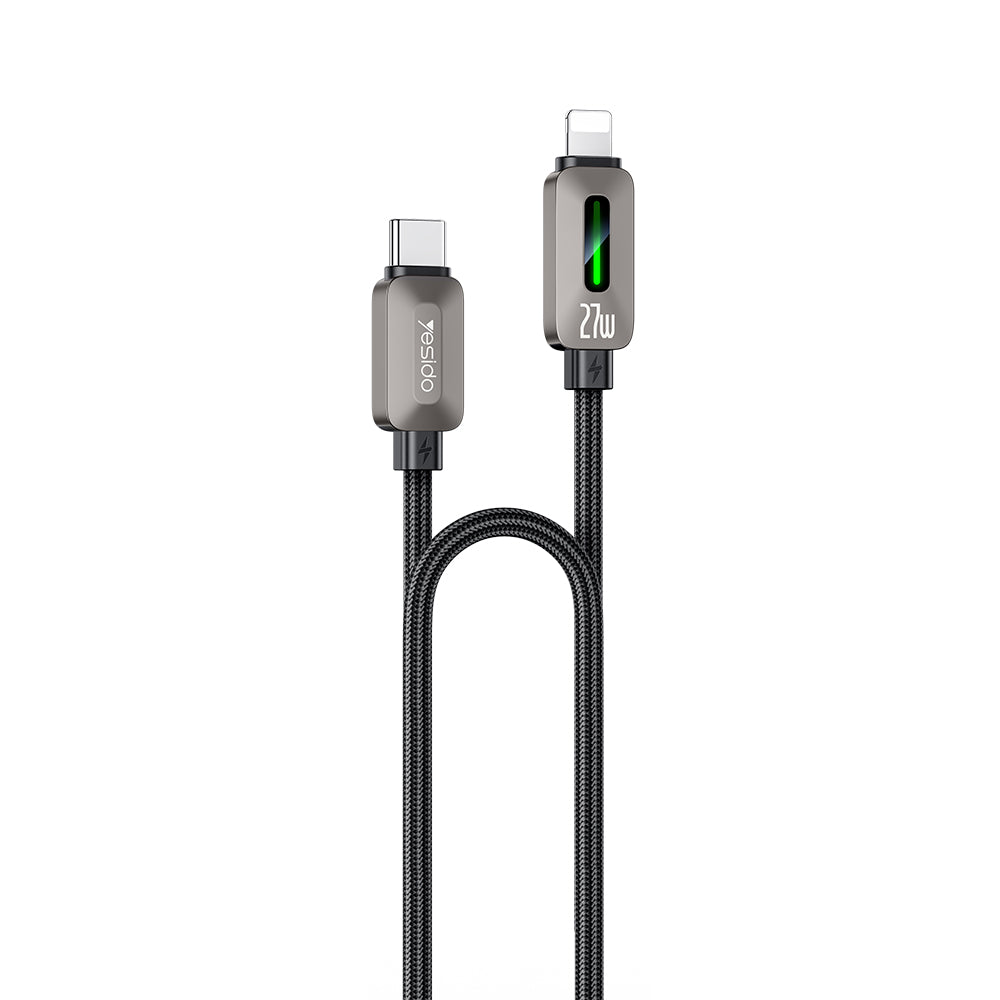 USB-C - Lightning kabl za prenos podataka i punjenje Yesido CA199, 27W, 1.2m, Crni
