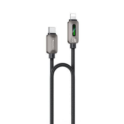 USB-C - Lightning kabl za prenos podataka i punjenje Yesido CA199, 27W, 1.2m, Crni