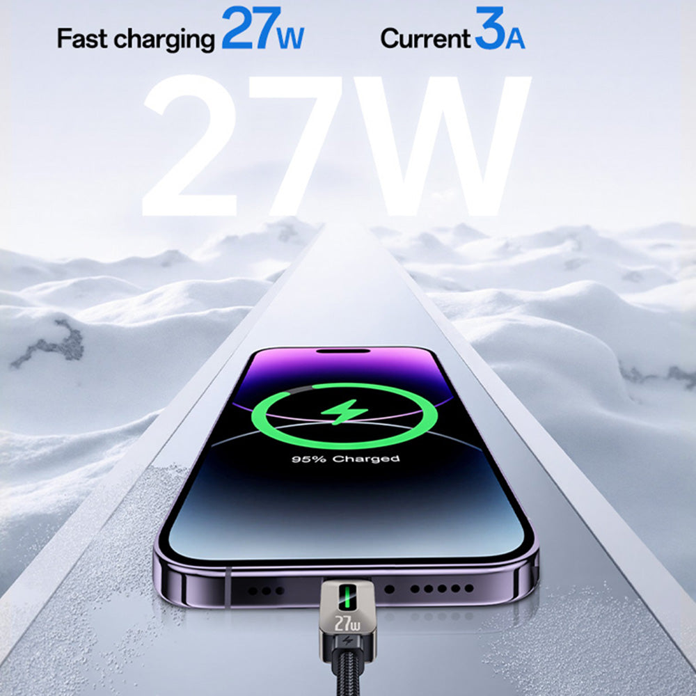 USB-C - Lightning kabl za prenos podataka i punjenje Yesido CA199, 27W, 1.2m, Crni