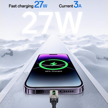 USB-C - Lightning kabl za prenos podataka i punjenje Yesido CA199, 27W, 1.2m, Crni