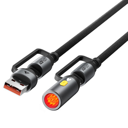 Kabl za prenos podataka i punjenje USB-C / USB-A - USB-C / Električni upaljač Acefast J6, 60W, 1.2m, Crni