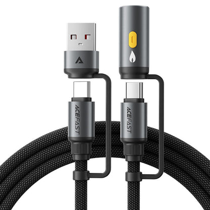 Kabl za prenos podataka i punjenje USB-C / USB-A - USB-C / Električni upaljač Acefast J6, 60W, 1.2m, Crni