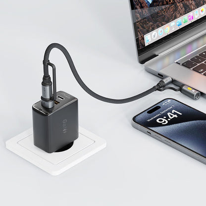 Kabl za prenos podataka i punjenje USB-C / USB-A - USB-C / Električni upaljač Acefast J6, 60W, 1.2m, Crni