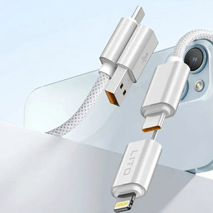 Kabl za Prenos Podataka i Punjenje USB-C / USB-A - USB-C / Lightning Lito LD21, 100W, 1m, Bela