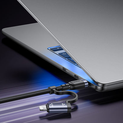 USB-C / USB-A kabl za prenos podataka i punjenje - USB-C / Lightning Yesido CA200, 60W, 1.2m, Crna