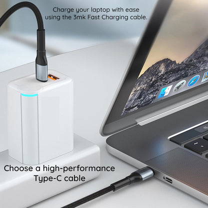 Kabl za prenos podataka i punjenje USB-C - USB-C 3MK Hyper Thunderbolt 4, 240W, 1m, Crni