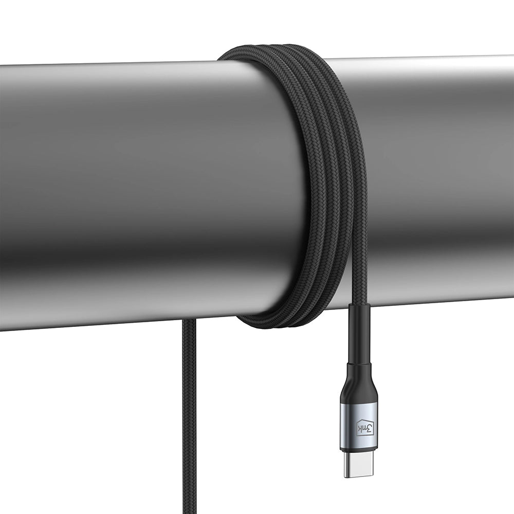 Kabl za podatke i punjenje USB-C - USB-C 3MK Hyper N, 100W, 1m, Crni