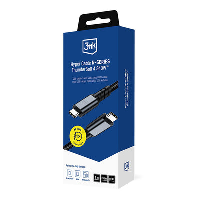 USB-C kabl za prenos podataka i punjenje - USB-C 3MK Hyper N Thunderbolt 4, 240W, 2m, Crni