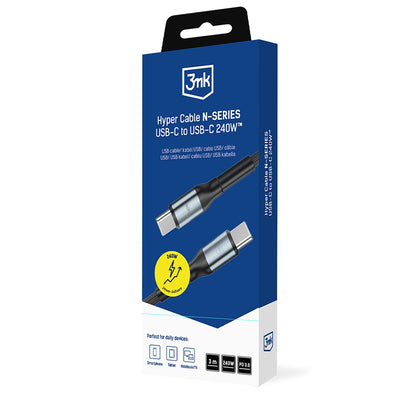 USB-C kabl za prenos podataka i punjenje - USB-C 3MK Hyper N Thunderbolt 4, 240W, 3m, Crna