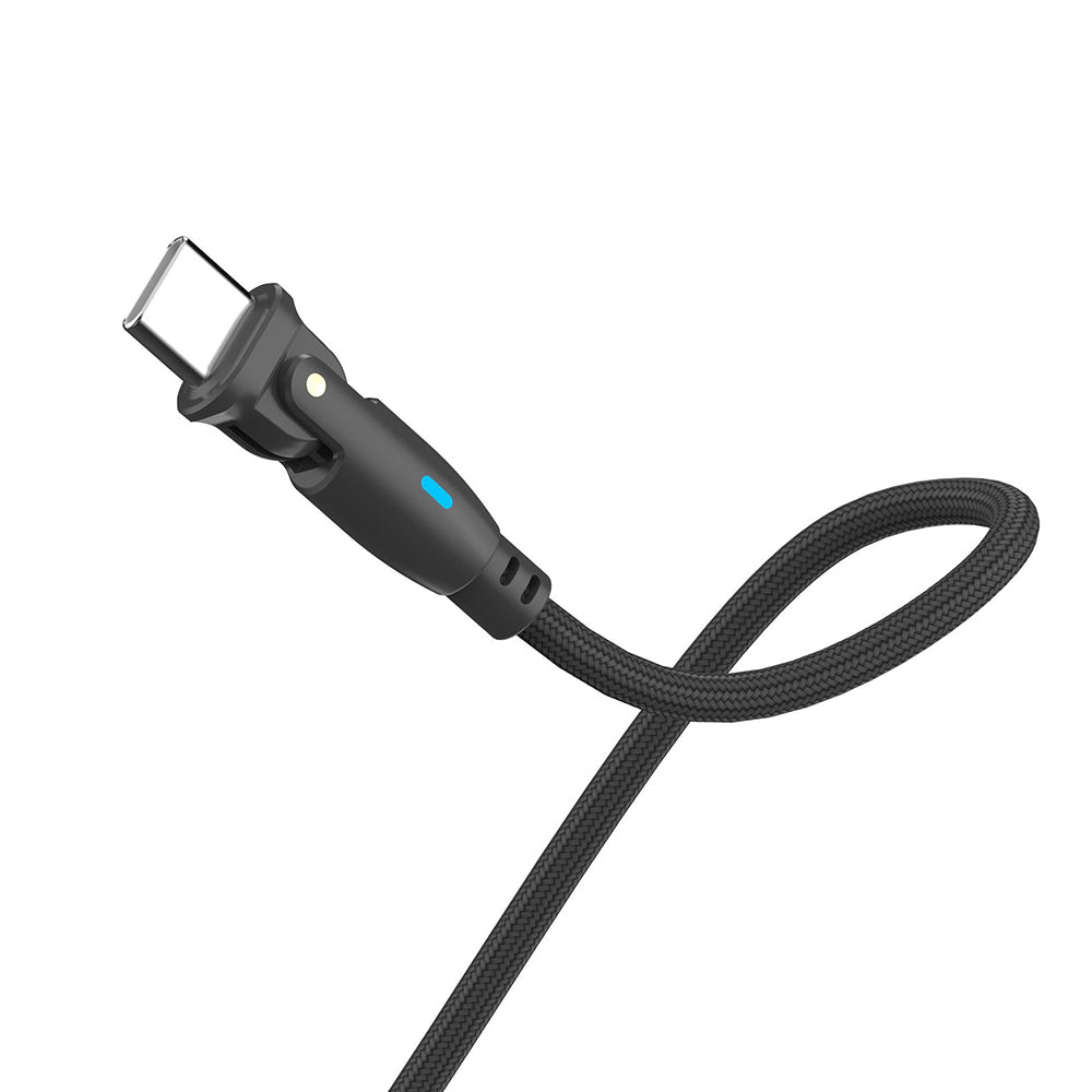 Kabl za prenos podataka i punjenje USB-C - USB-C 3MK Hyper N Angled, 100W, 1m, Crni
