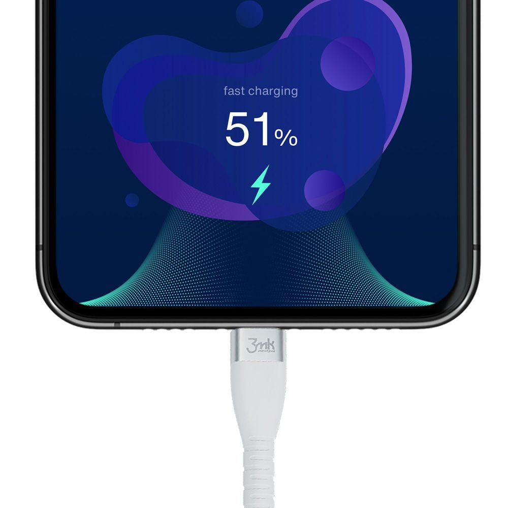 USB-C kabl za prenos podataka i punjenje - USB-C 3MK Hyper Silicone, 60W, 1m, Bela