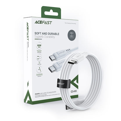 Kabl za podatke i punjenje USB-C - USB-C Acefast C3-03, 60W, 1.2m, Bel
