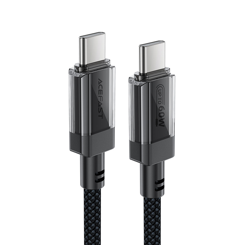 Kabl za prenos podataka i punjenje USB-C - USB-C Acefast C12-03, 60W, 1.2m, Crni