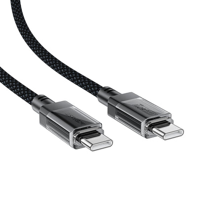 Kabl za prenos podataka i punjenje USB-C - USB-C Acefast C12-03, 60W, 1.2m, Crni